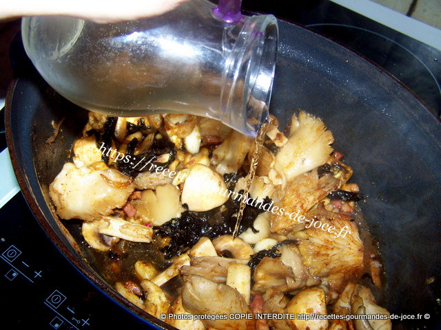 Pilons de poulet aux pleurotes, trompettes de la mort et champignons de