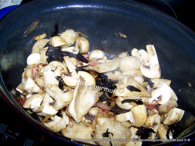 Pilons de poulet aux pleurotes, trompettes de la mort et champignons de