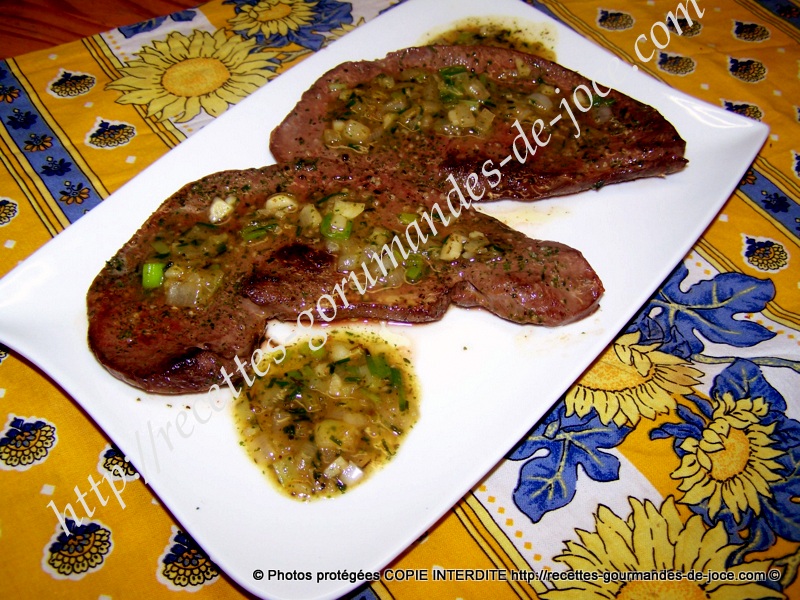 Cœur de bœuf (tranches) poêlé sauce persillée. – Recettes Gourmandes De