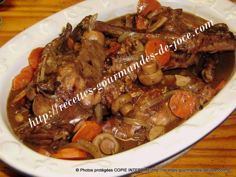 Lapin au vin rouge et aux champignons. – Recettes Gourmandes De Joce
