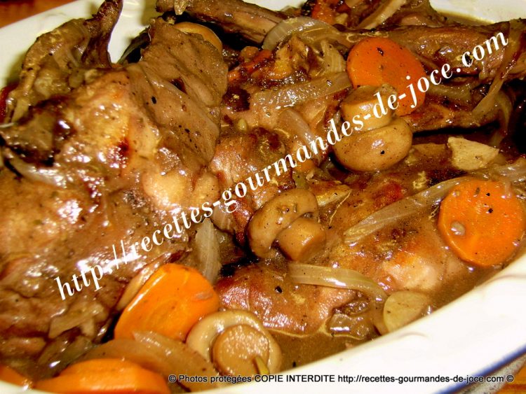 Lapin au vin rouge et aux champignons. – Recettes Gourmandes De Joce