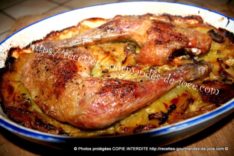 Cuisses de pintade, pommes de terre et champignons au four. – Recettes